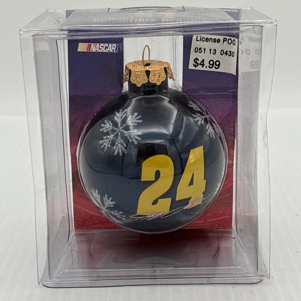 Jeff Gordon - #24 - Nascar Glass Ball (Blue Snowflakes) Ornament - Trevco - 2005